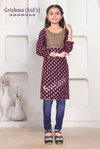Grishma Kids Wear Foil Printed Georgette Girls Kurtis Wholesale Online

